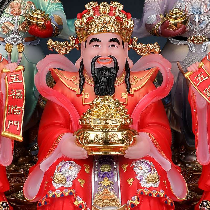 五路财神摆件家用供奉店铺办公室武财神赵公明关公文财神爷像