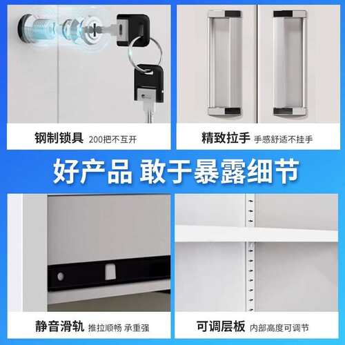 文件柜办公室资料档案柜带锁铁皮柜财务柜子收纳钢制书柜现代