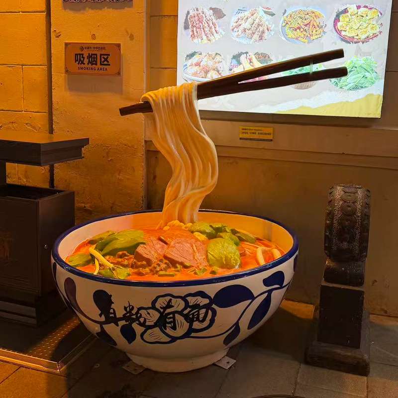玻璃钢仿真牛肉面馆雕塑立体大碗拉面条店铺门头食物餐饮装饰摆件