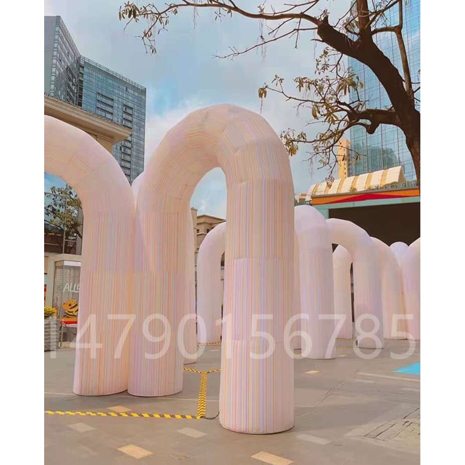 充气LED流光拱门 彩色渐变彩虹发光U型门 广场布景装饰活动美陈