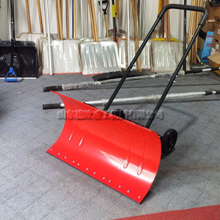供应双把加强版推雪铲 铲雪板轮式除雪工具除冰手推铲单双清雪