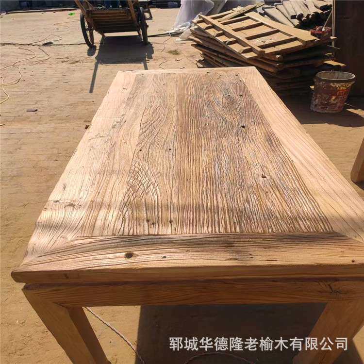 老榆木吧台桌风化板新中式家具吧台桌子长方形实木吧椅茶桌窄边