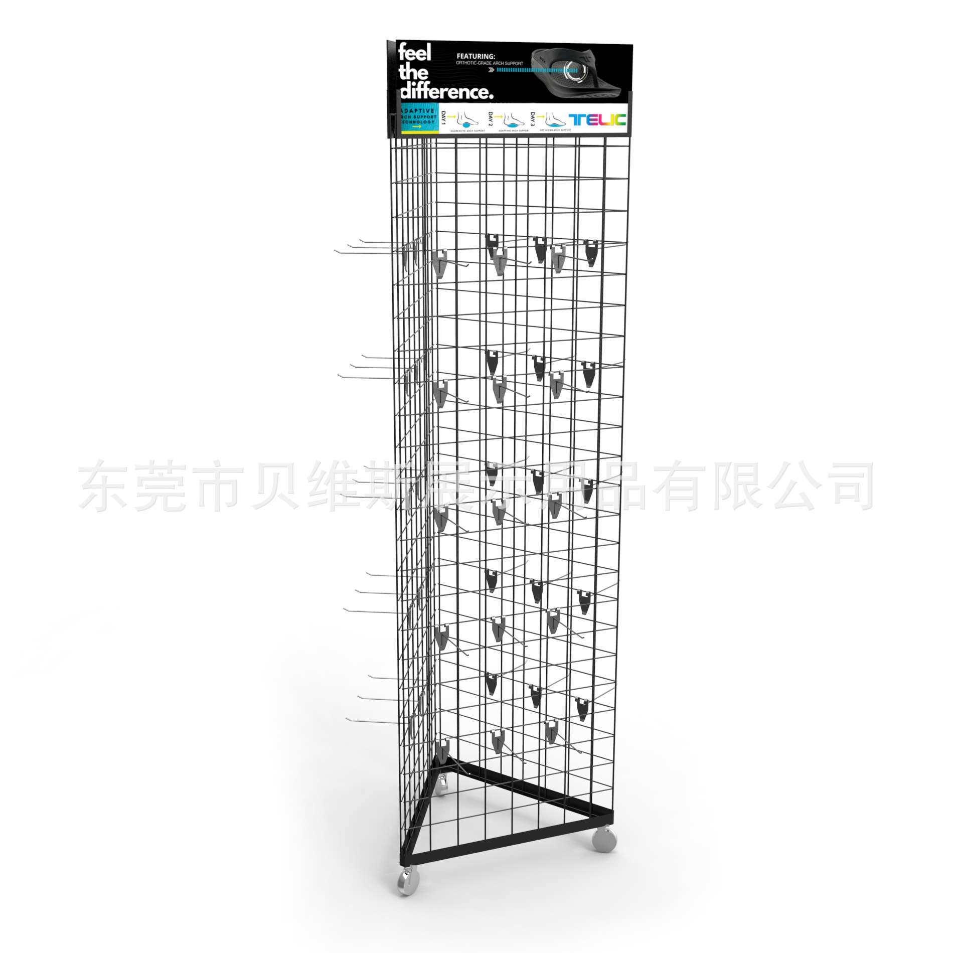金属高承重陈列架饮品置物展览展示架可移动滚轮落地网格展架
