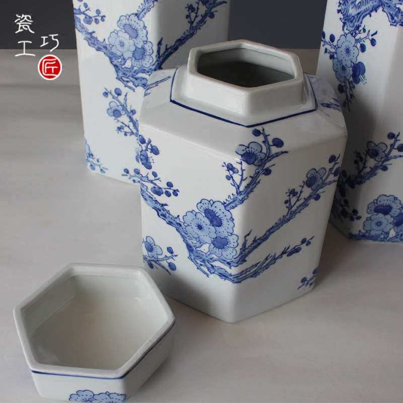 青花瓷陶瓷罐仿古花瓶中式古典客厅家居软装样板房玄关视酒柜摆件