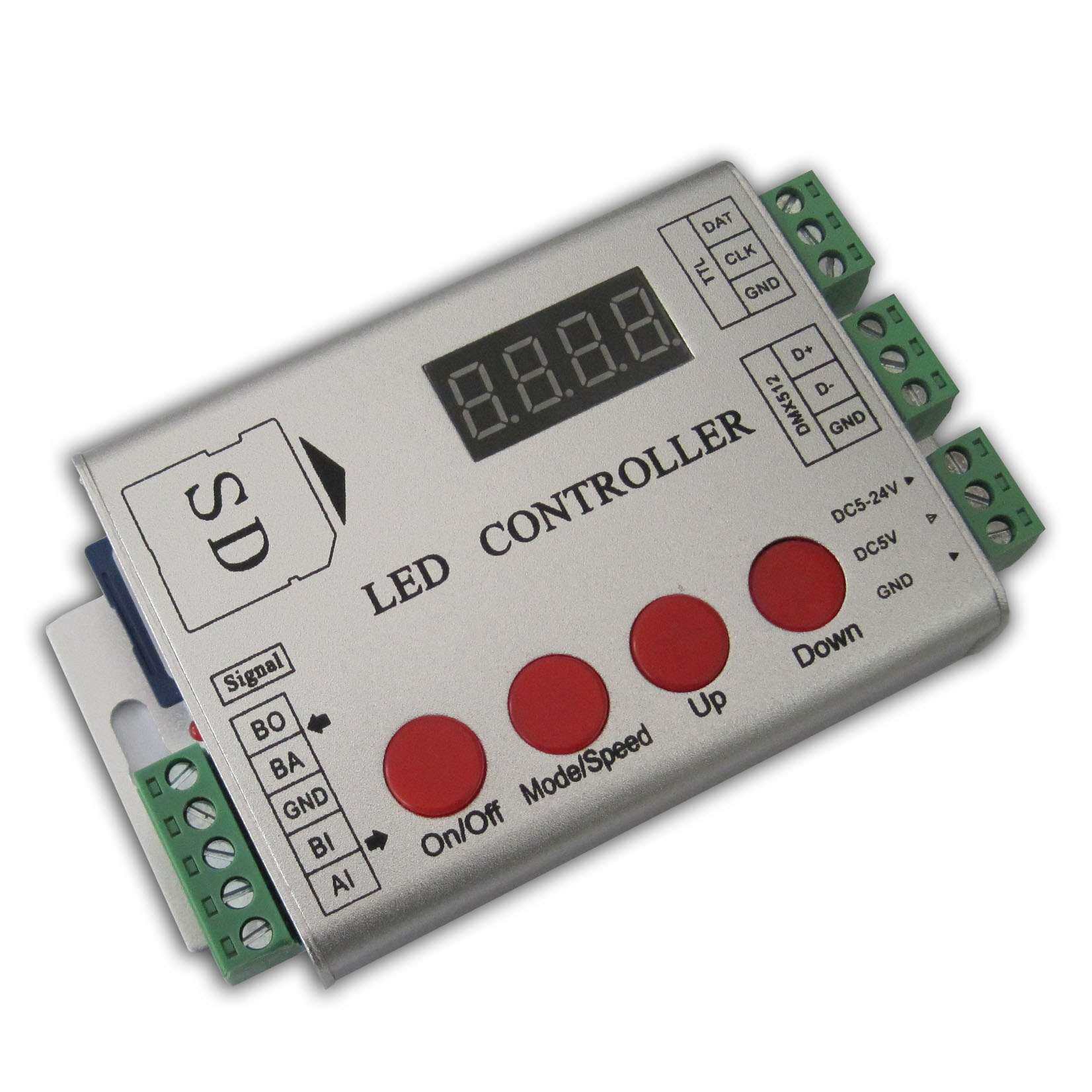 全彩DMX512解码器带SD卡-内置多种程序数显 同步控制 LED控制器