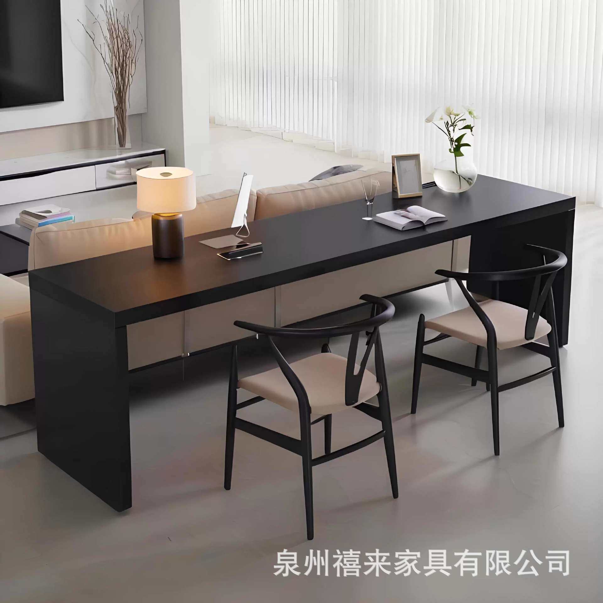 书房卧室靠墙台式电脑桌客厅沙发后大长书桌工作台双人学习桌家用