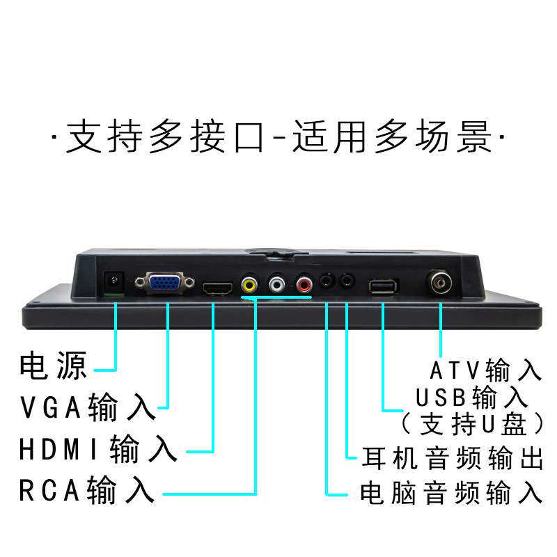 mp5显示器10寸车载播放器台式/外挂支架头枕显示器支持信号输入