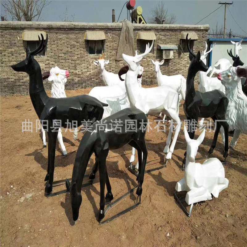 玻璃钢抽象鹿 切面鹿 园林广场小鹿 鹿群景观 景区庭院小鹿摆件