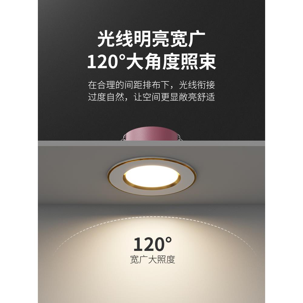led筒灯2寸开孔5 5.5 6 6.5公分7cm嵌入式射灯客厅3W牛眼灯小孔灯