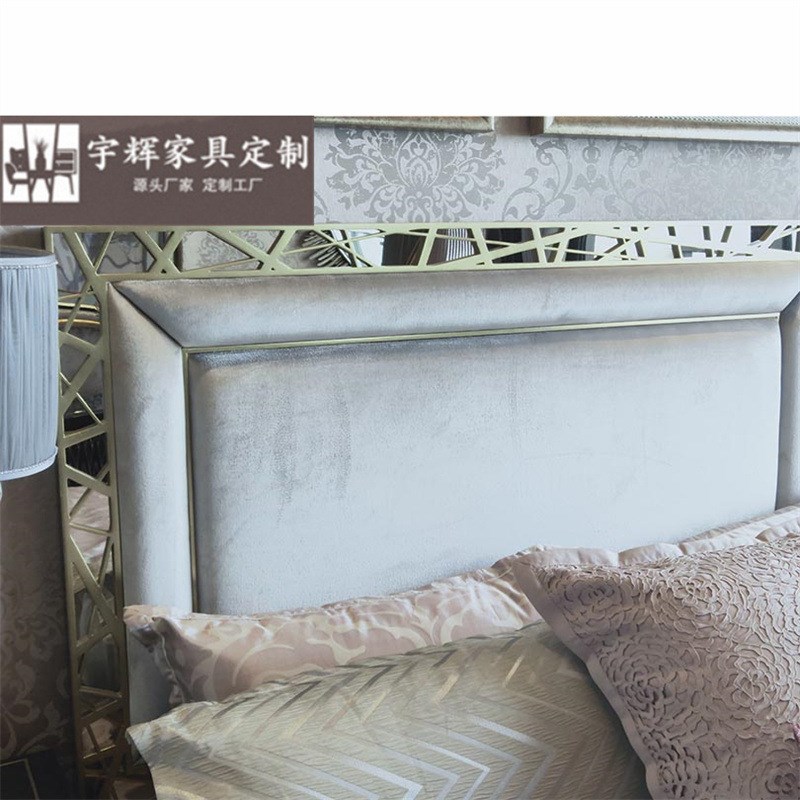 粤具惠 新古典卧室家具 大小户型实木布艺1.N8米双人床 主卧双人