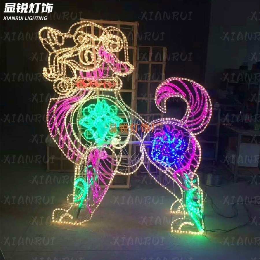 户外防水led狗造型灯卡通哈巴狗造型铁艺造型装饰灯十二生肖