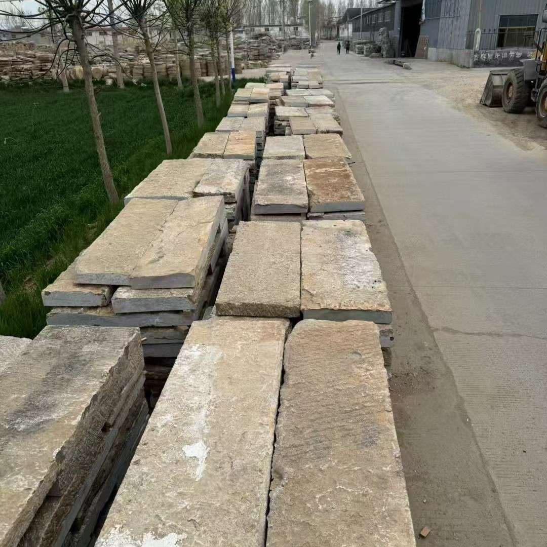 古建庭院毛石老石板民间老石板公园老石条旧石条老石板铺路庭院