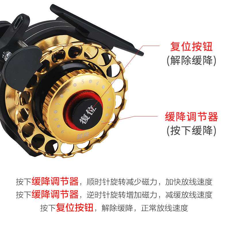 科美龙一键缓降可定位带磁力自动排线全金属微铅轮自动出线筏钓轮