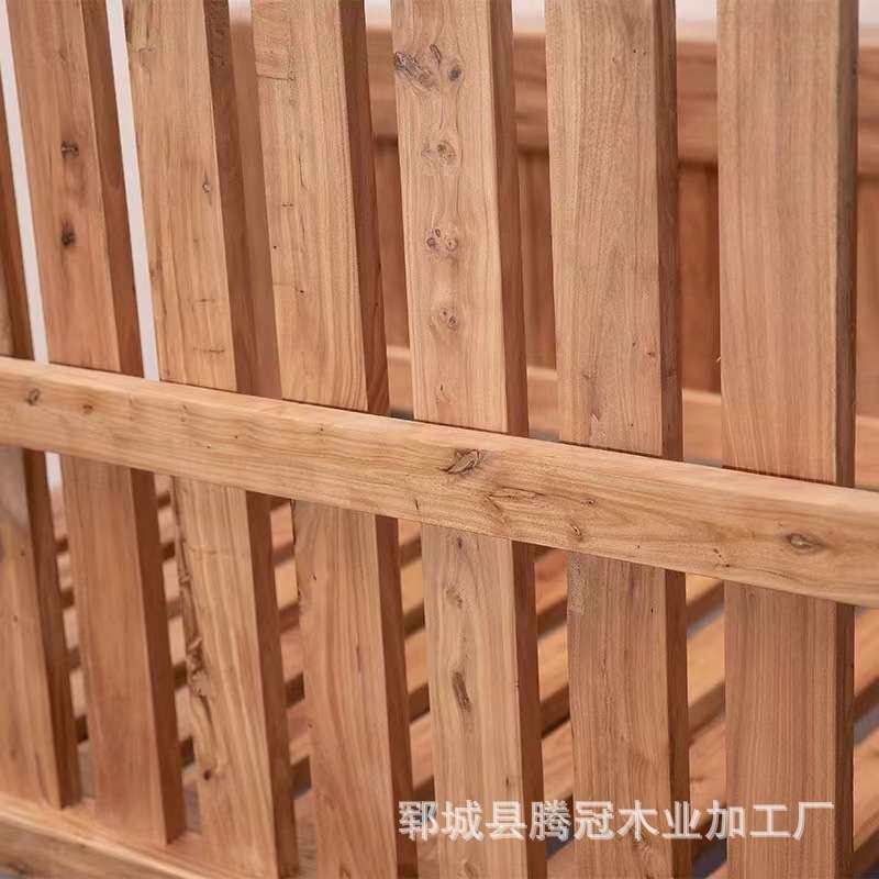实木双人床老榆木复古北方榫卯结构中式风格大床家用卧室民宿家具