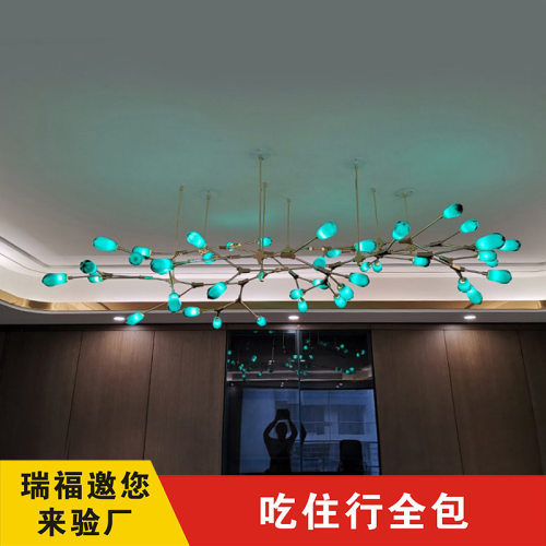 中山现代轻奢萤火虫旋转琉璃楼梯灯北欧气泡水晶家用枝形客厅吊灯