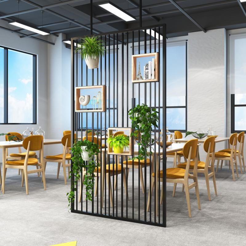工业风铁艺简约屏风办公s室客厅酒吧餐厅隔断置物架创意装饰隔断