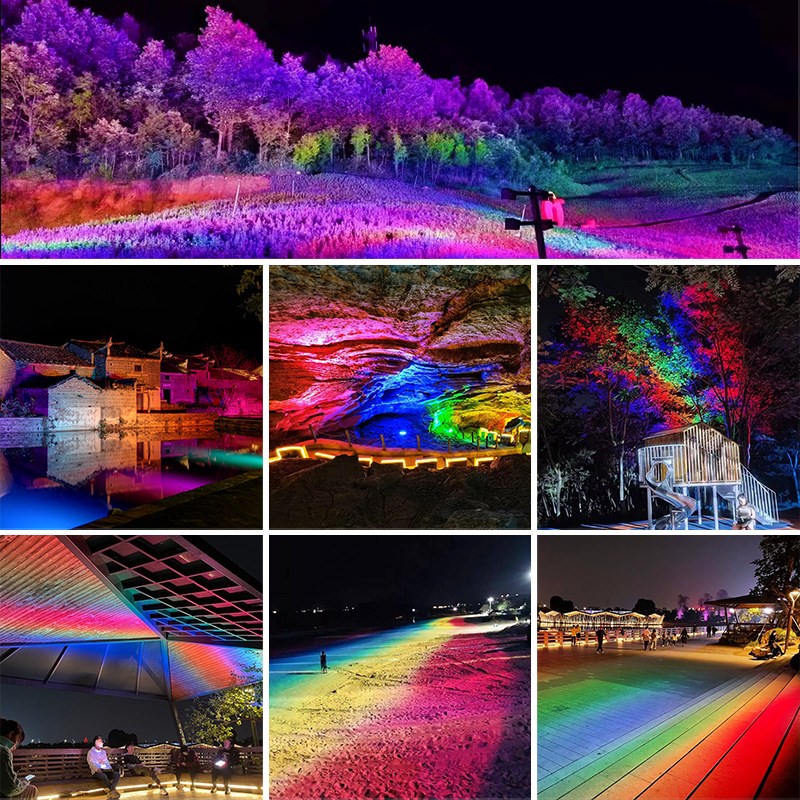 彩虹投光b灯LED夜景灯光染色灯景区氛围照树灯户外灯七彩景观灯