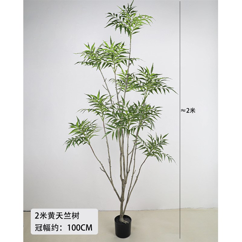 仿真黄天竺树绿植南天竹家居落地竹子客厅高端摆件摄影道具