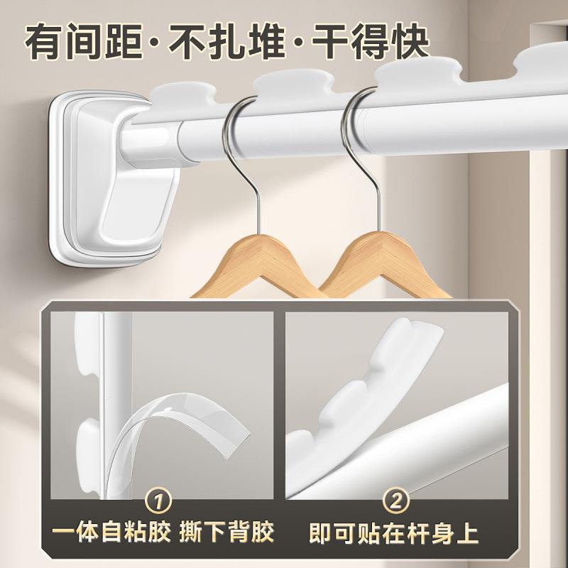 免打孔伸缩晾衣杆阳台固定式飘窗晾衣架窗帘杆衣柜卫生间墙上撑杆
