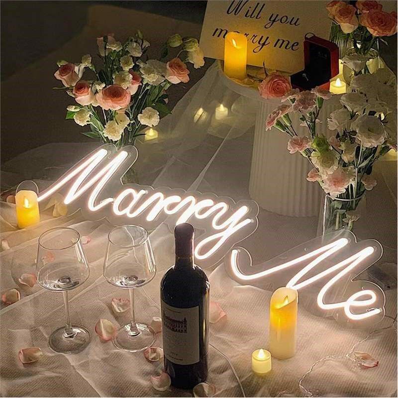 求婚室内布置marryme求婚灯嫁给我霓虹灯发光字牌婚礼表白仪式感