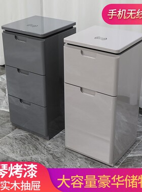 带无线充理发店工具柜美发推车单双面实木柜子发廊专用工具台储物