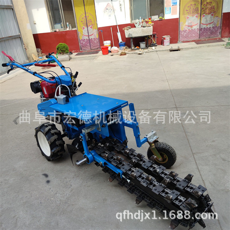 液压升降柴油195管道开沟机