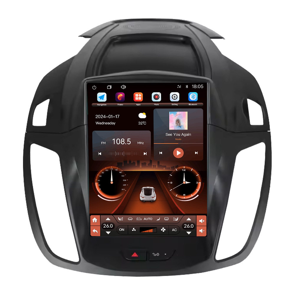 无线CarPlay+Android竖屏导航仪百变套框适用于13-18款福特翼虎