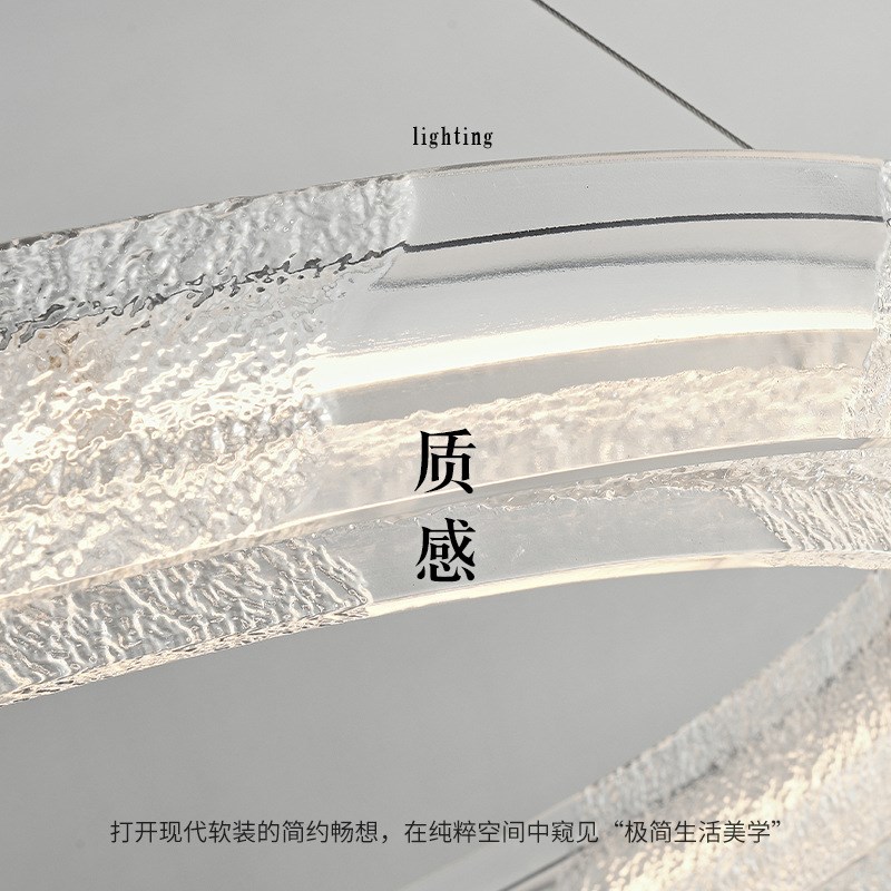 意式极简别墅客厅吊灯高s亮度环形家用轻奢全铜树脂大厅卧室餐厅