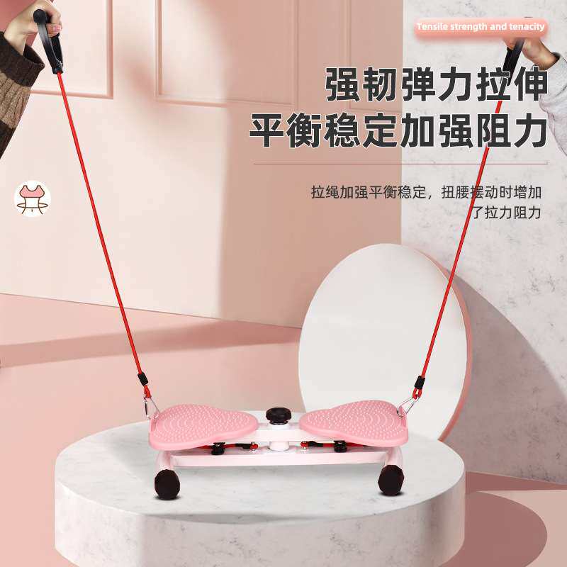 家用带手拉绳扭腰机 转盘小型瘦腰机摇摆扭腰旋转美腰机