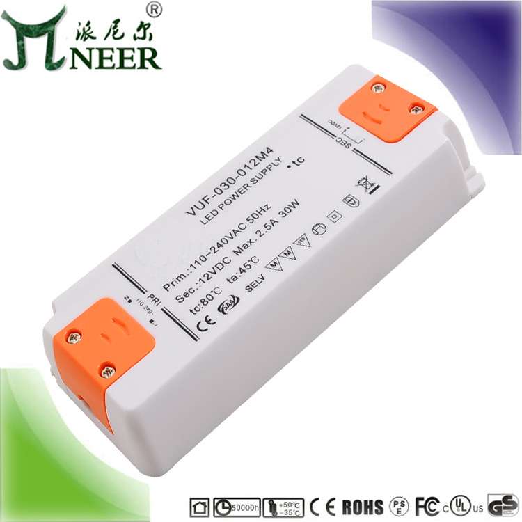 3年质保 终身维护 30W2500MA12V 高PF恒压薄电源 LED镜前灯驱动