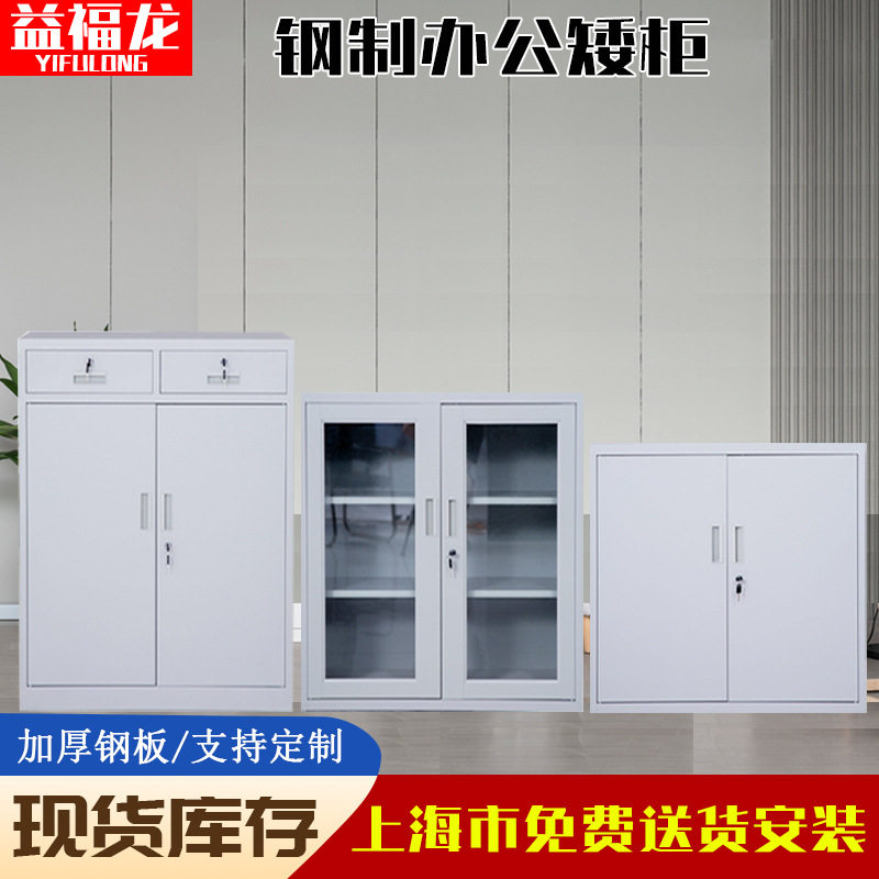 办公钢制矮柜铁皮办公低柜半截柜小文件柜加厚钢板财务储物收纳柜