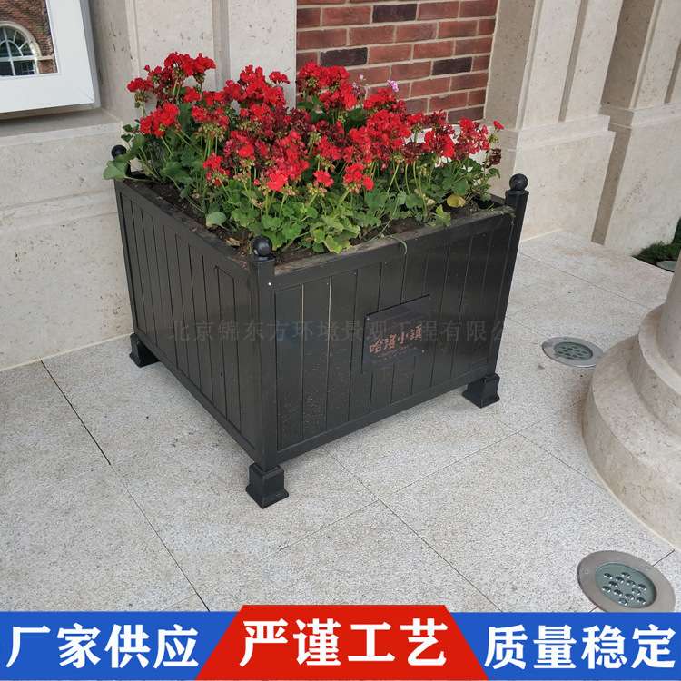 北京户外花箱 防腐木花盆公园小区花箱 大号长方形园林施工程