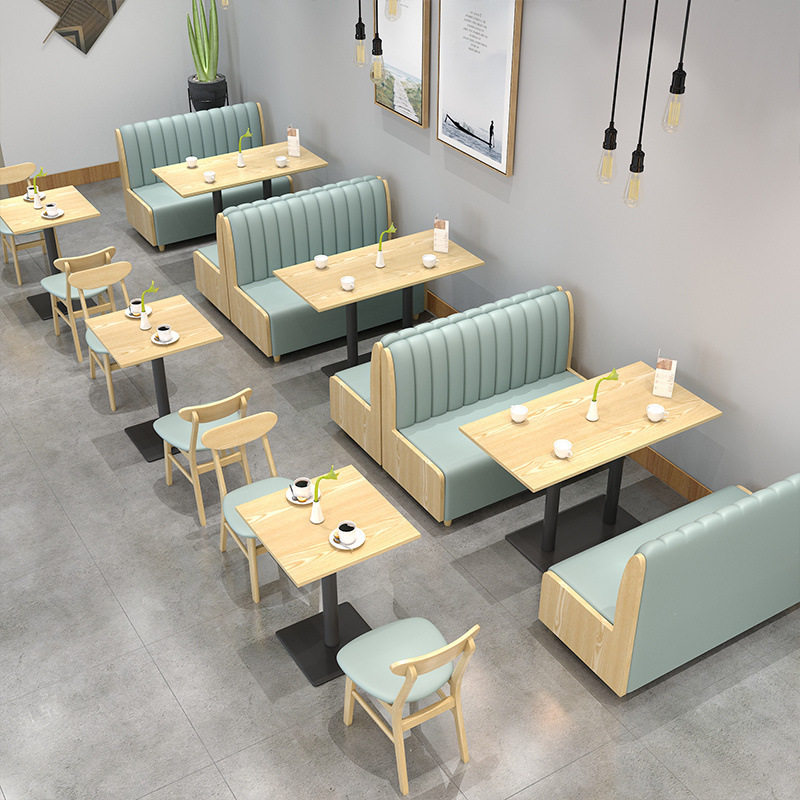 餐饮卡座沙发桌椅组合甜品餐厅奶茶店靠墙商用西餐厅实木烧烤桌椅