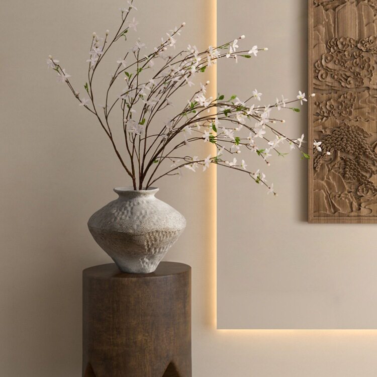 花摆件桌面假花摆设中古宋代感逼真永生梨枝绿植