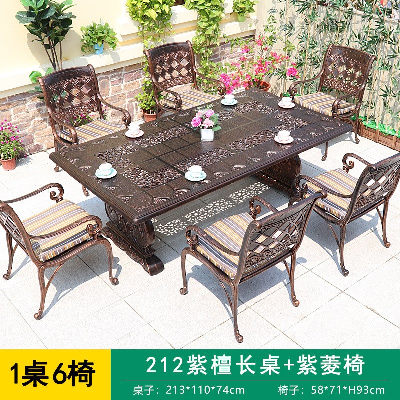 铸铝户外餐桌椅组合欧式别墅庭院餐桌椅室外花园休闲Y圆桌椅套装