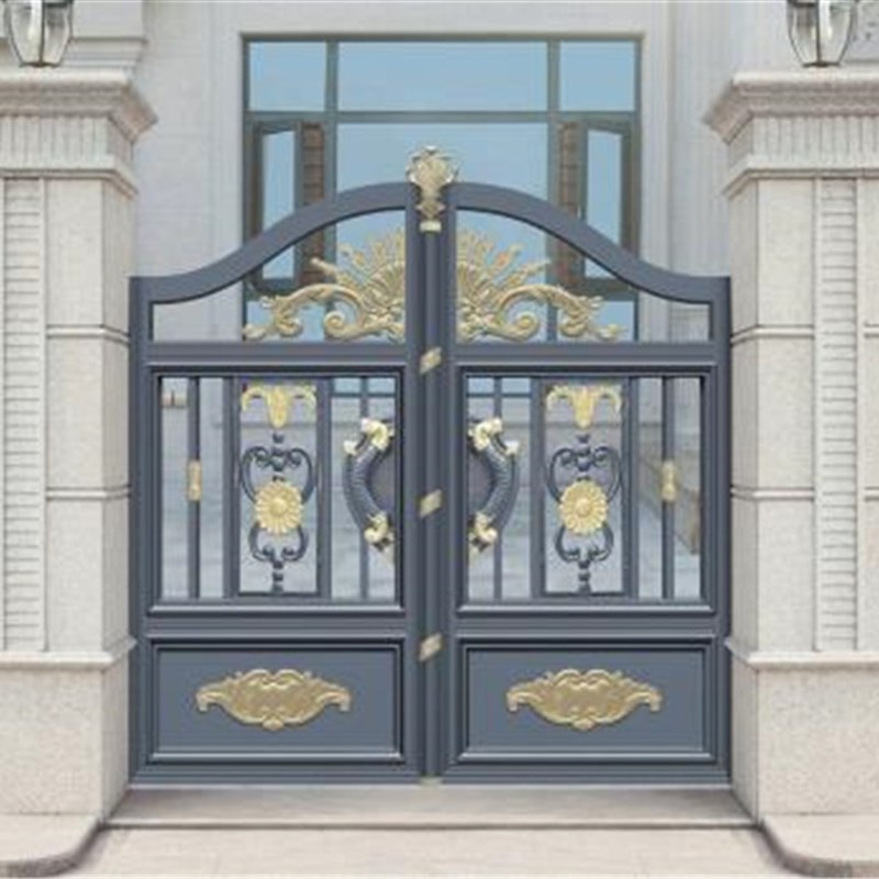 别墅小区庭院铝艺雕花大门自建房铝合金家Q用入户双开防盗门