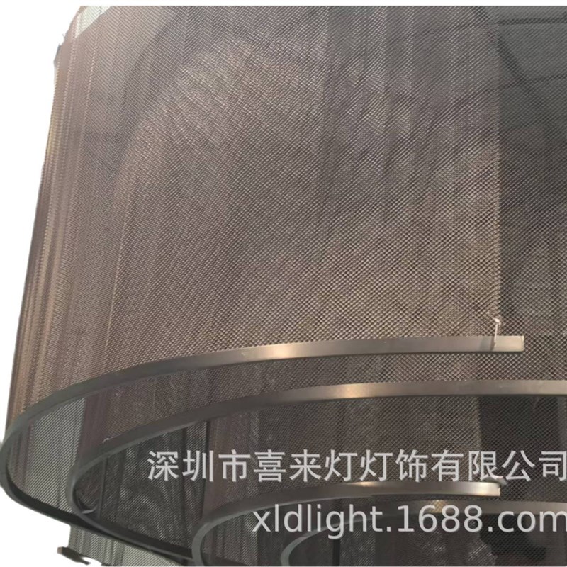复式楼客厅大吊灯别墅后现代铝链C流苏设计师挑空跃层大厅楼梯吊