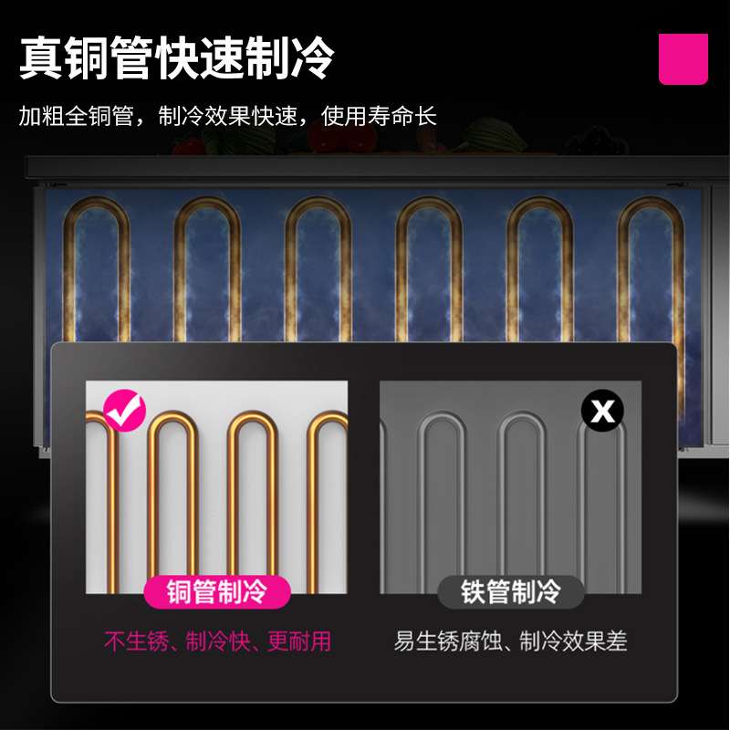乐创冷藏工作台商用厨房冷冻保鲜卧式冰柜奶茶店设备操作台冷藏柜