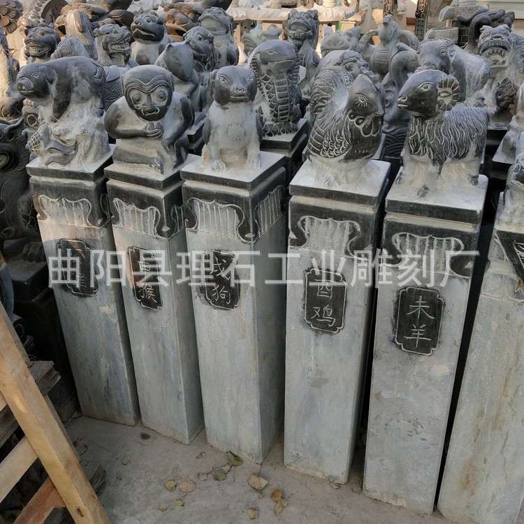 厂家供应石雕栓马桩 十二生肖拴马桩 青石做旧石柱大理石拴马桩