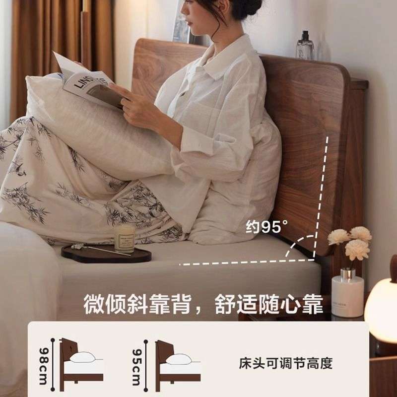 新款实木床现代简约家用双人床主卧1.8米中式橡木床1.5米单人床架