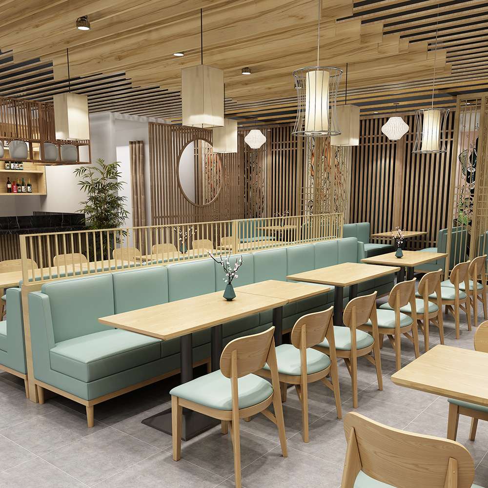 休闲简约奶茶店桌椅卡座组合 料理餐厅餐吧水吧清吧靠墙卡座沙发