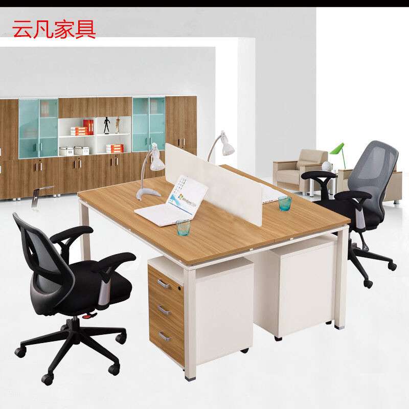 屏风组合办公桌单人财务职员办公桌椅2/4/6人员工桌工作位带高柜