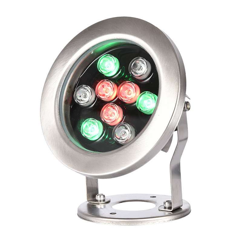 LED水底灯12v6瓦36W水族水池灯潜水下射灯音乐喷泉灯IP68防水超亮