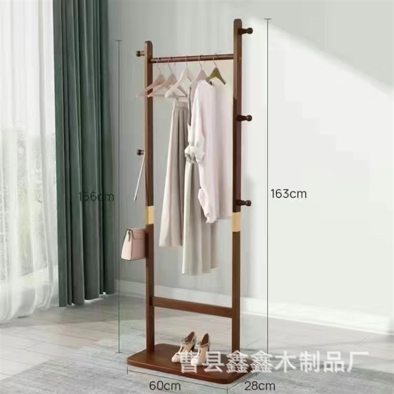 家用卧室简易落地衣帽架挂衣架卧室柜式网红衣服架子实木服装衣架