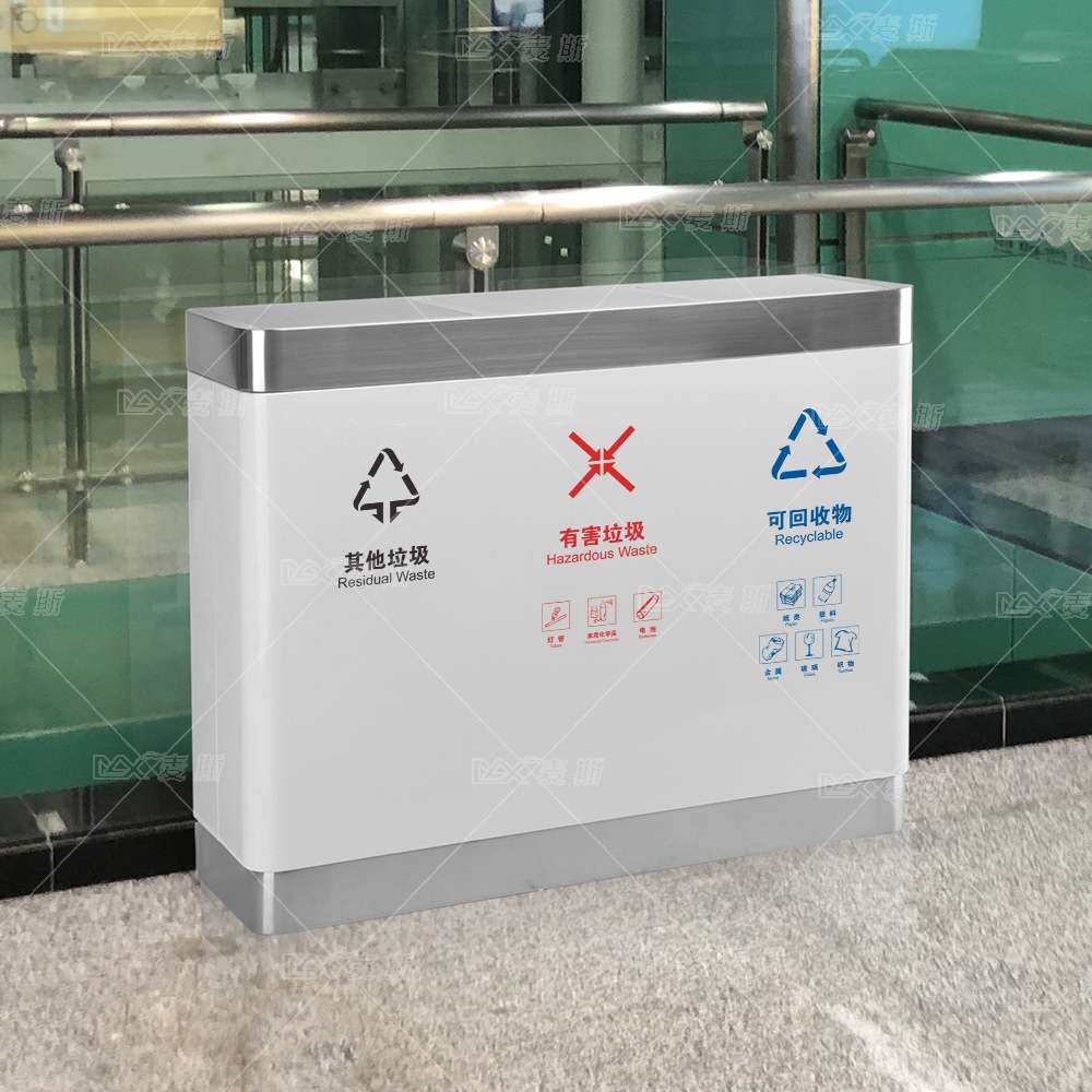 广东厂家直销机场车站不锈钢翻盖垃圾桶购物中心垃圾分类垃圾箱