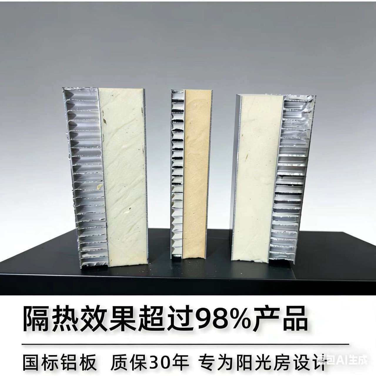 铝合金屋顶瓦楼顶盖板聚氨酯蜂窝板阳光房保温板双层保温隔热铝板