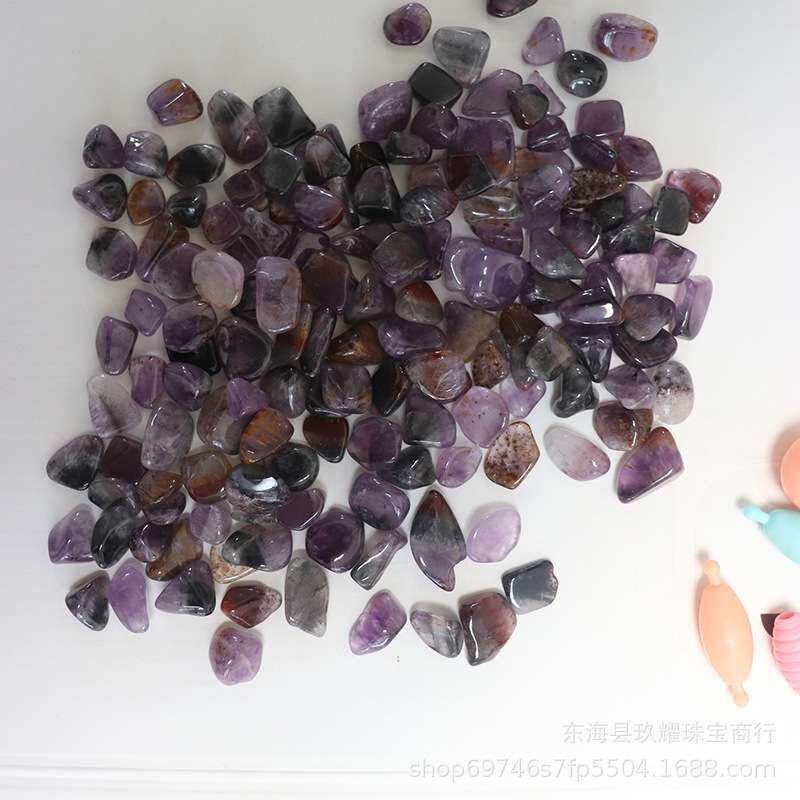 天然紫钛水晶碎石 鱼缸花盆装饰用品 小石子水晶碎石