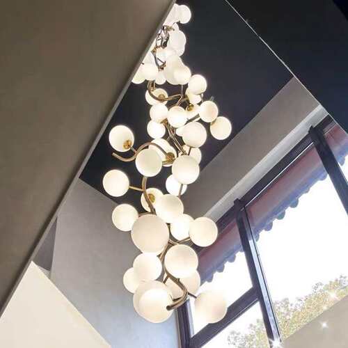 后现代楼梯吊灯复式楼别墅长吊灯设计师创意个性前台餐厅展厅吊灯