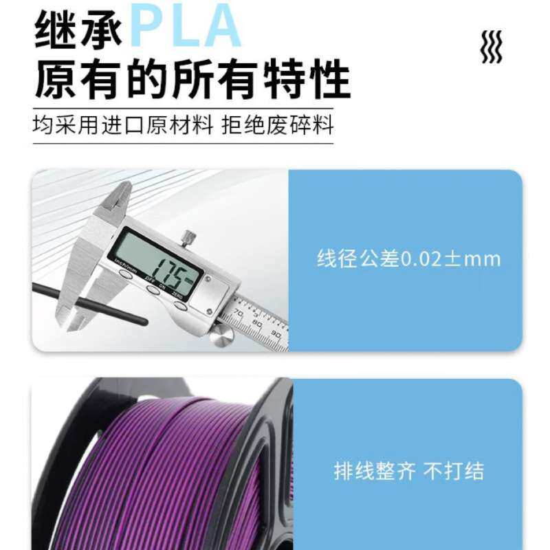 3D打印耗材PLA丝绸三色红蓝绿渐变1KG/1.75mmpla不堵头高精度幻彩图片