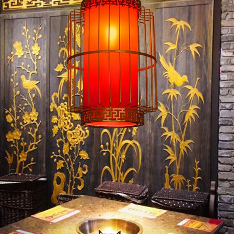 中式餐厅老火锅店铁艺小吊灯蜀大侠龙坎中式连锁餐饮餐桌走廊灯具